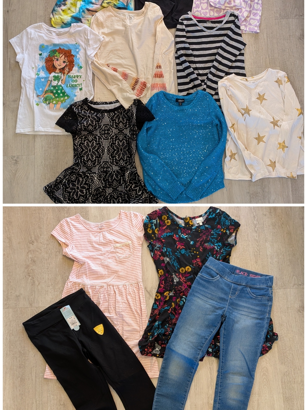 Girls Size 7/8&8 Clothing Bundle- Includes Lng Slv & Shrt Slv Shirts & 2 Prs Pnt